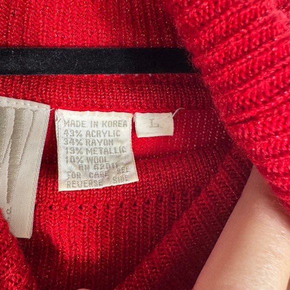 Clifford & Wills Red Metallic Knit Turtleneck Sweater Size L - Picture 3 of 4